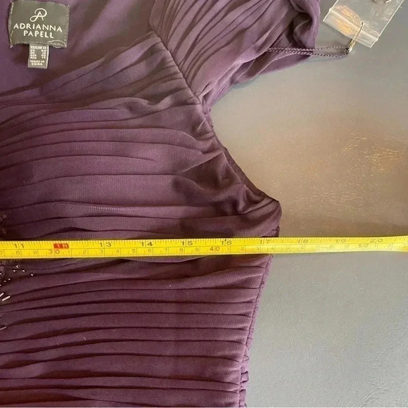 Adrianna Papell Women's Purple Gown 12 Sequin Ruched Party Formal Evening Prom - Picture 14 of 15